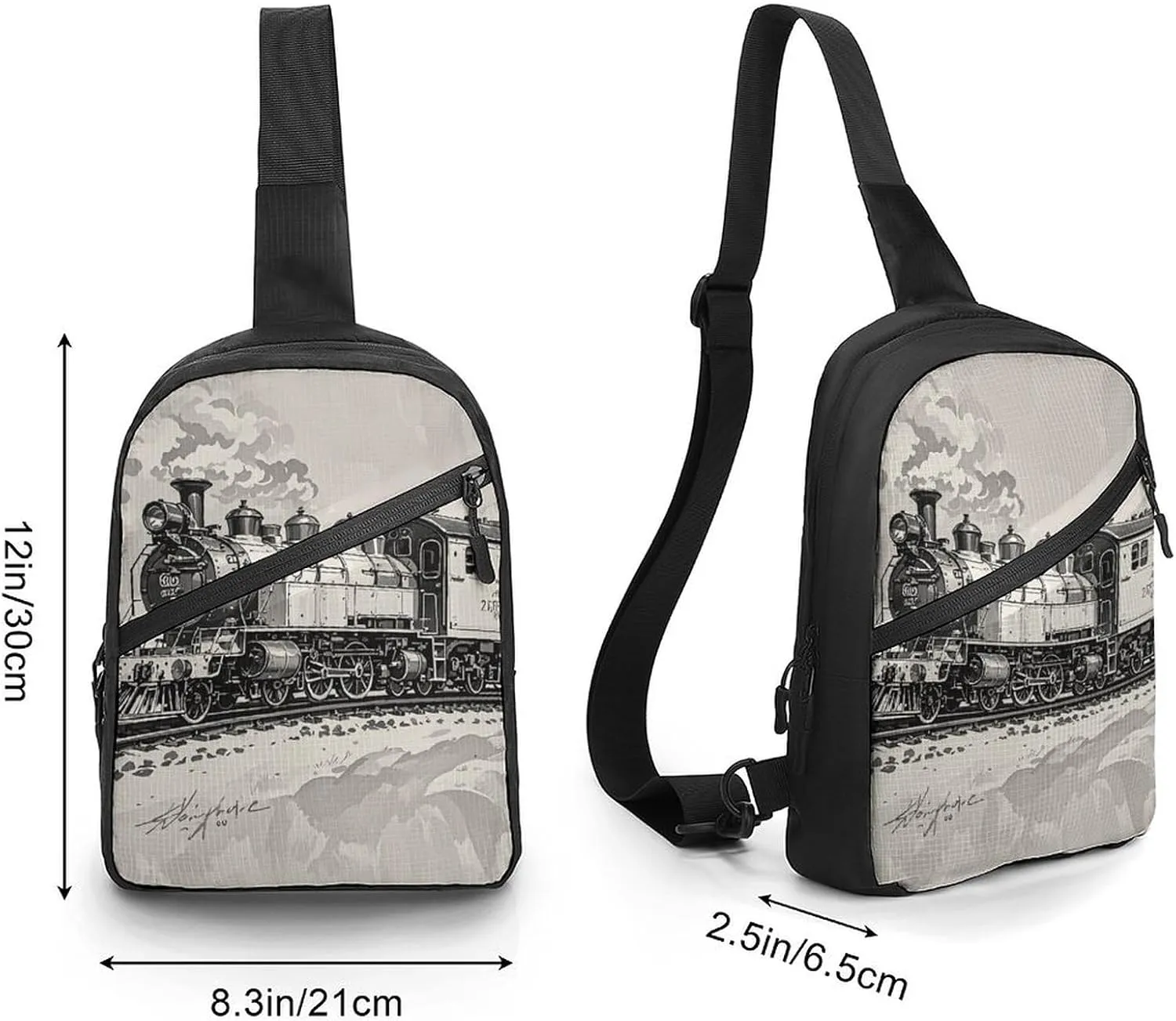 Sling Bag for Women Men Daypack Country Railway Train Chest Bag Crossbody Backpack for Hiking Travel