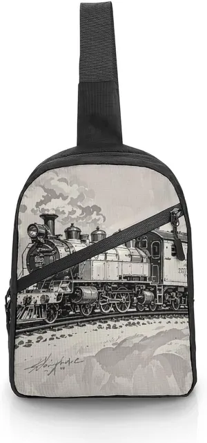 Sling Bag for Women Men Daypack Country Railway Train Chest Bag Crossbody Backpack for Hiking Travel