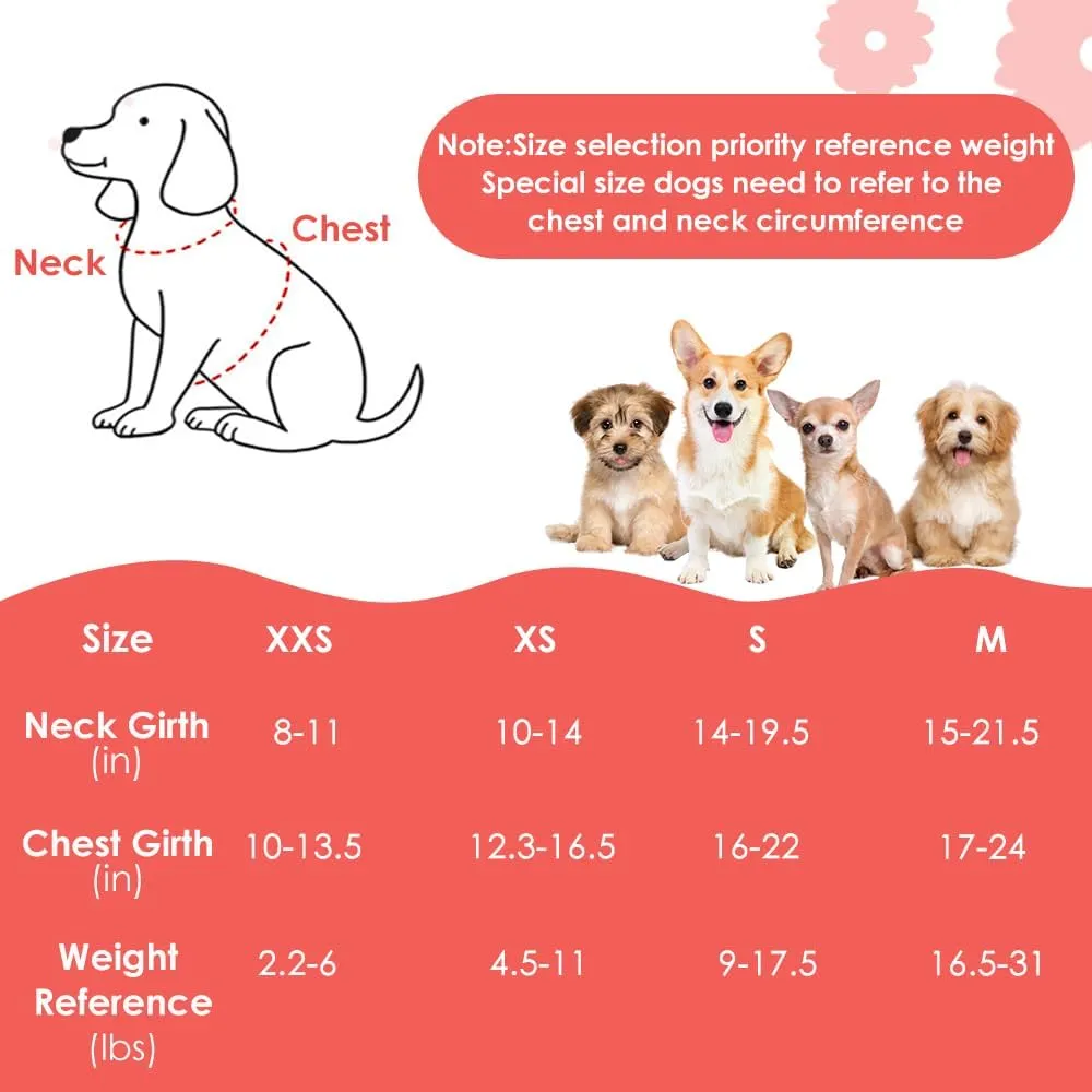 SlowTon No Pull Dog Harness with Leash - Soft Lightweight Floral Pattern Puppy Harness, Adjustable Pet Harness for Small Medium Dogs (Pink Rose XXS)