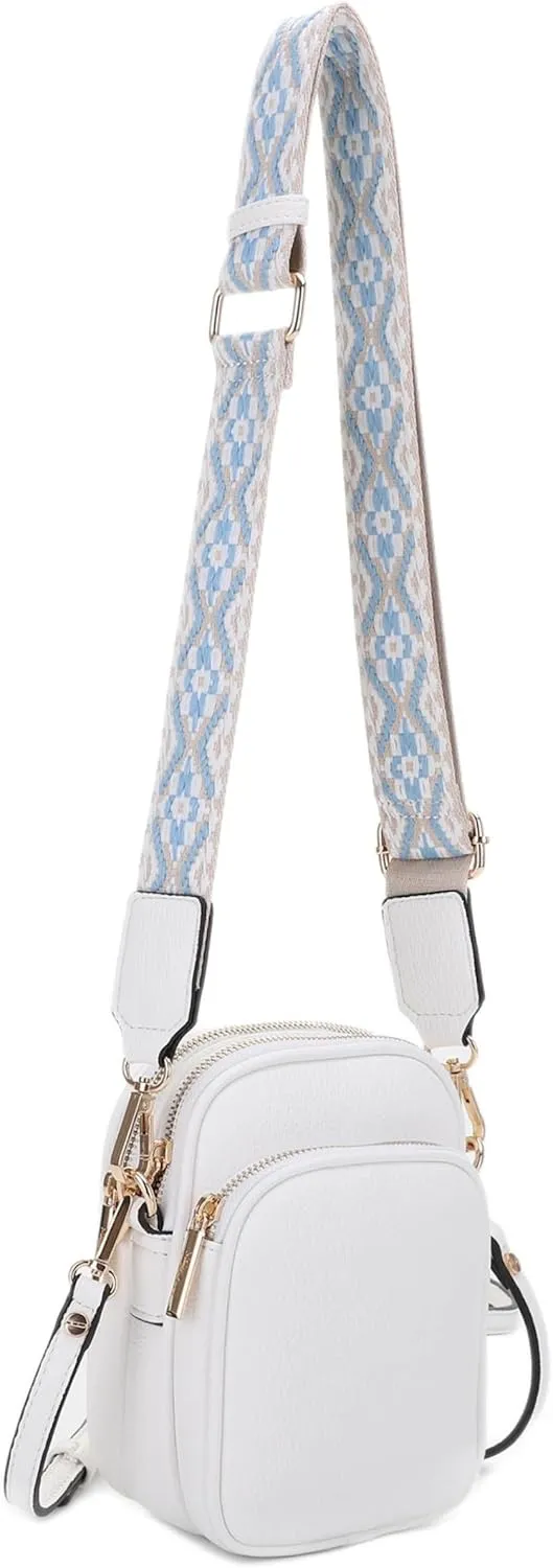 Small Crossbody Bag for Women, Triple Compartment Shoulder Bag with Double Strap