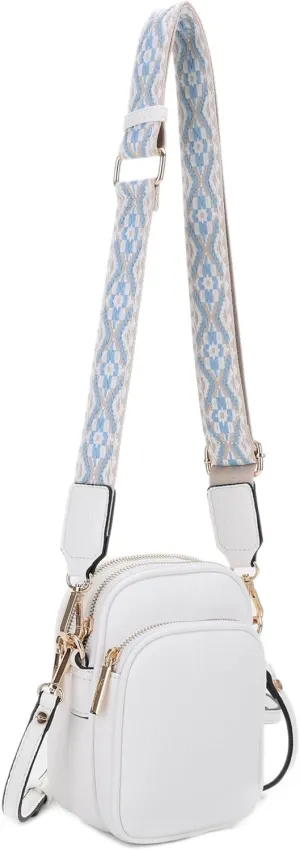 Small Crossbody Bag for Women, Triple Compartment Shoulder Bag with Double Strap