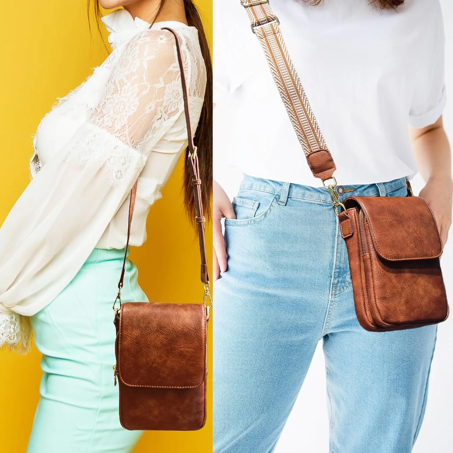 Small Crossbody Purse for Women Trendy Vegan Leather Cell Phone Bags with Card Slots & Adjustable Straps