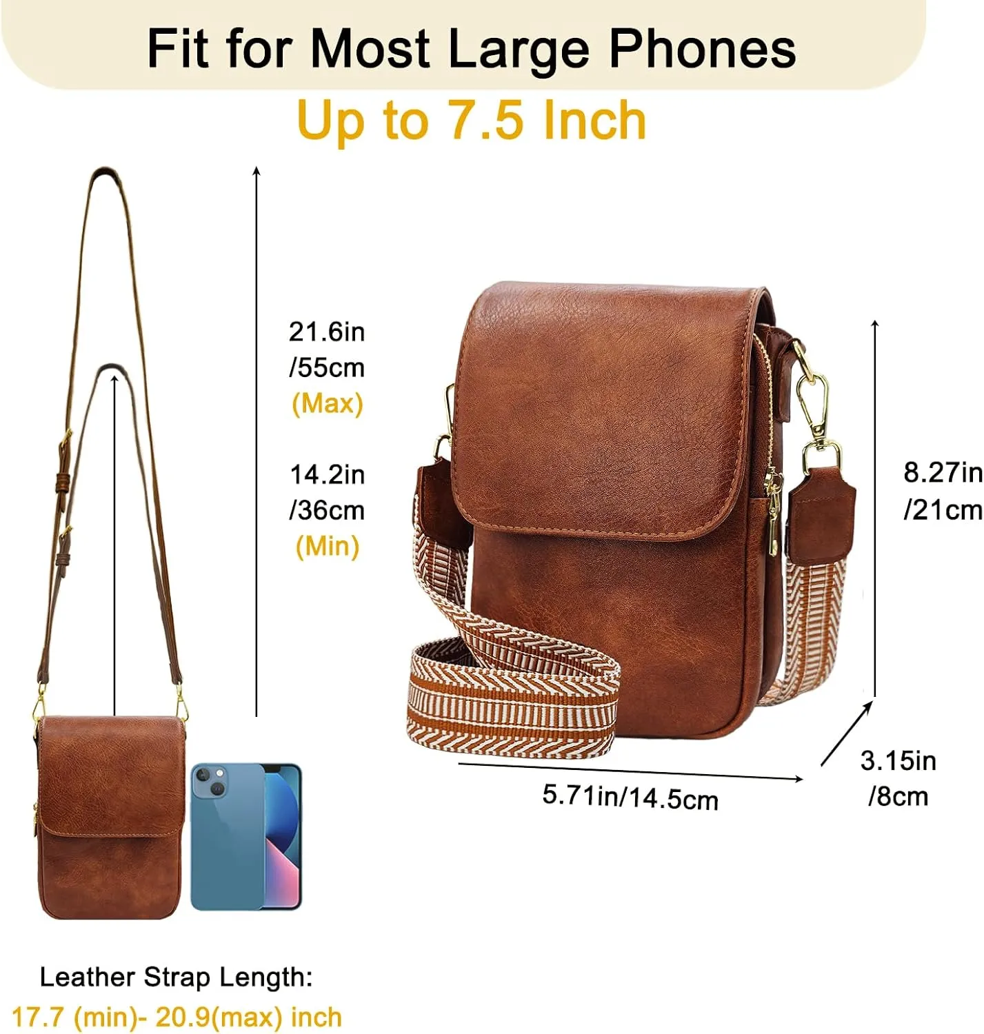 Small Crossbody Purse for Women Trendy Vegan Leather Cell Phone Bags with Card Slots & Adjustable Straps