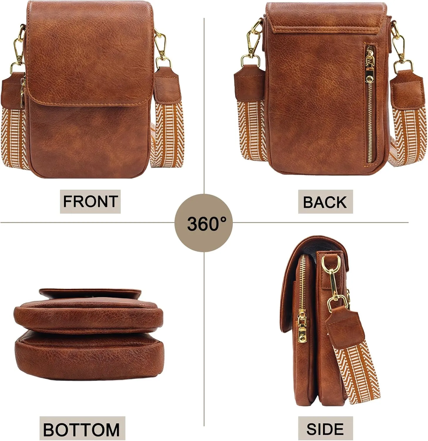 Small Crossbody Purse for Women Trendy Vegan Leather Cell Phone Bags with Card Slots & Adjustable Straps