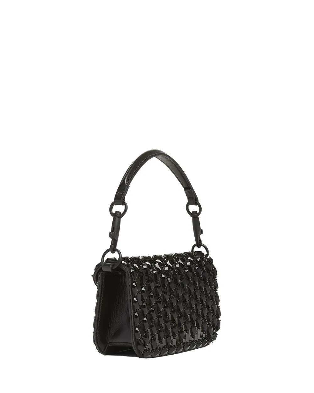 Small Loco Embroidered Sequined Shoulder Bag in Nero Jet