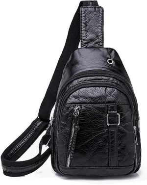 Small Sling Bag for Women, Shoulder Bag Sling Bag for Men, Waterproof Chest Bag PU Leather Crossbody Sling Bags