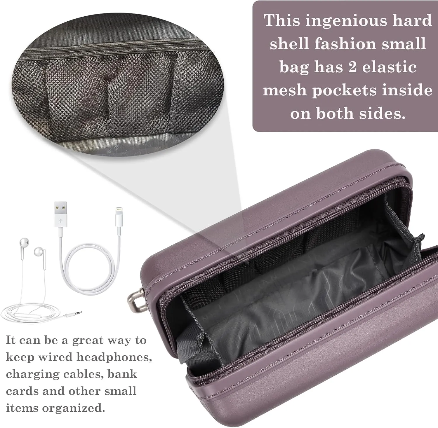 Somago Hard Shell Small Festival Handbag with Adjustable Strap, Crossbody Cell Phone Purse, 6 Inch Cosmetic Bag