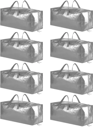 SpaceAid Heavy Duty Moving Bags, Extra Large Storage Totes W/Backpack Straps Strong Handles & Zippers, Alternative to Moving Boxes, Packing & Moving Supplies, Gley (8 Pack)