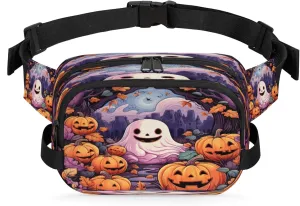 Spooky Pumpkins Waterproof Unisex Square Fanny Pack, Adjustable Waist Bag with Pockets, Sturdy Lightweight Crossbody Bag for Travel, Running, Hiking (9x6.1x2.5 Inches)