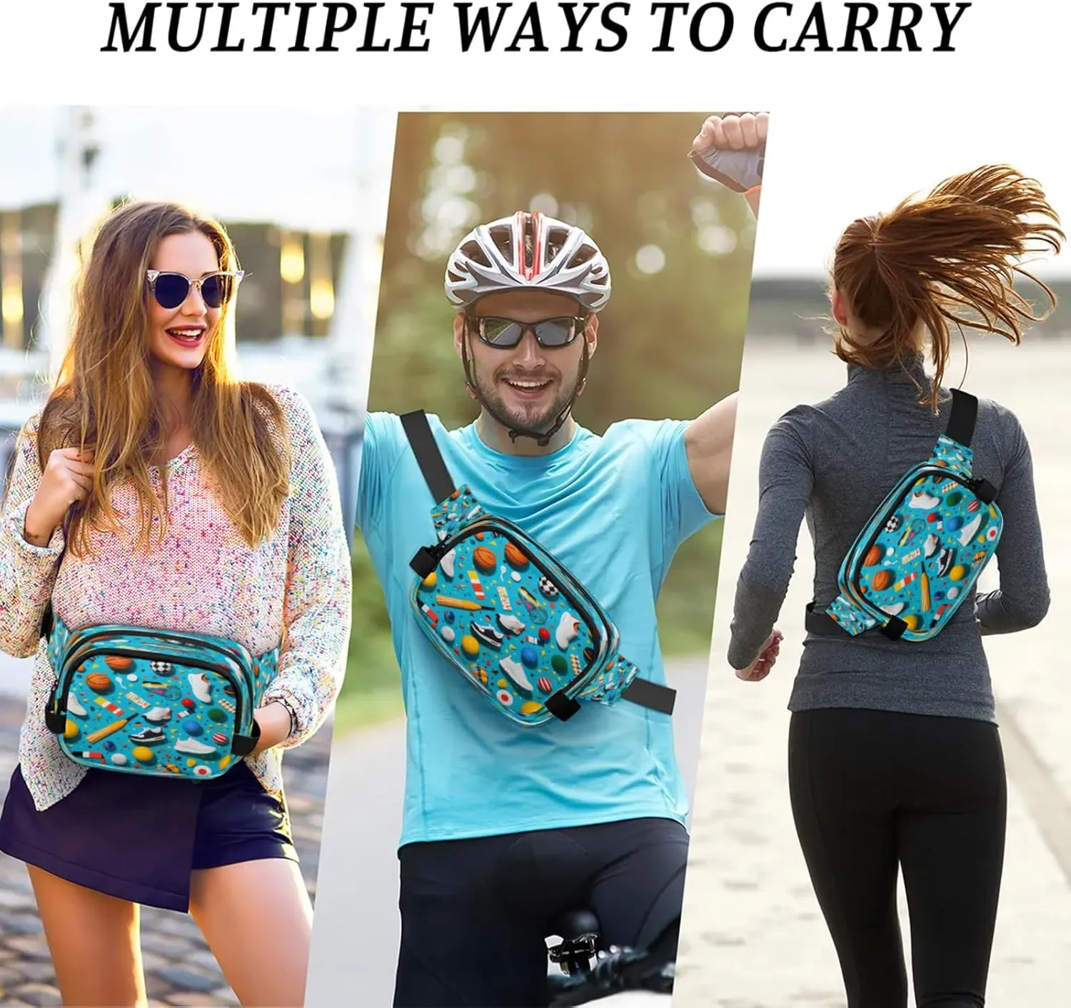 Sport Fiesta Waterproof Unisex Square Fanny Pack, Adjustable Waist Bag with Pockets, Sturdy Lightweight Crossbody Bag for Travel, Running, Hiking (9x6.1x2.5 Inches)