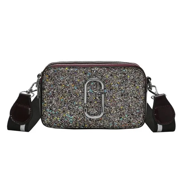 Square Handbag quality Fashion Black Trustworthy service Leather Women's Designer Messenger High Sequin Shoulder Luxury bag New bag 2019 Ladies Top selection PU