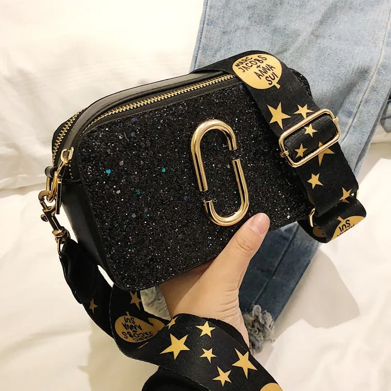 Square Handbag quality Fashion Black Trustworthy service Leather Women's Designer Messenger High Sequin Shoulder Luxury bag New bag 2019 Ladies Top selection PU