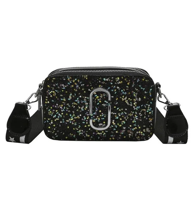 Square Handbag quality Fashion Black Trustworthy service Leather Women's Designer Messenger High Sequin Shoulder Luxury bag New bag 2019 Ladies Top selection PU