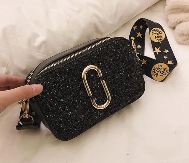 Square Handbag quality Fashion Black Trustworthy service Leather Women's Designer Messenger High Sequin Shoulder Luxury bag New bag 2019 Ladies Top selection PU