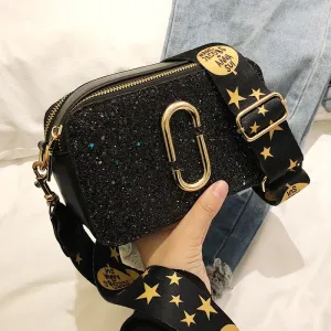 Square Handbag quality Fashion Black Trustworthy service Leather Women's Designer Messenger High Sequin Shoulder Luxury bag New bag 2019 Ladies Top selection PU