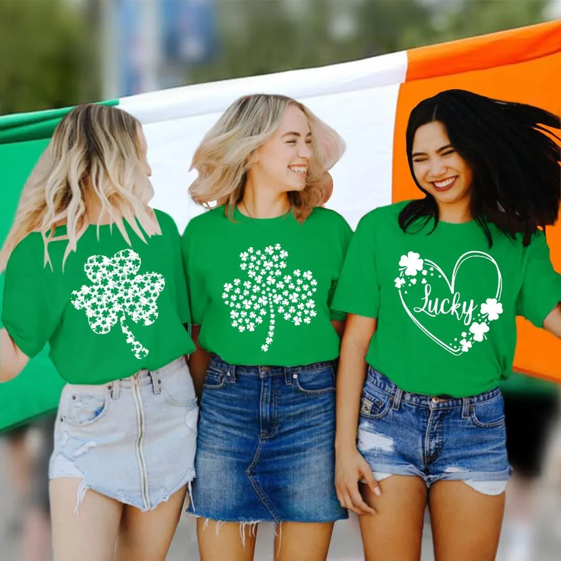 St Patricks Day Shirt Women Shamrock Graphic Tees St Patty's Lucky T-Shirt Green Irish Tops