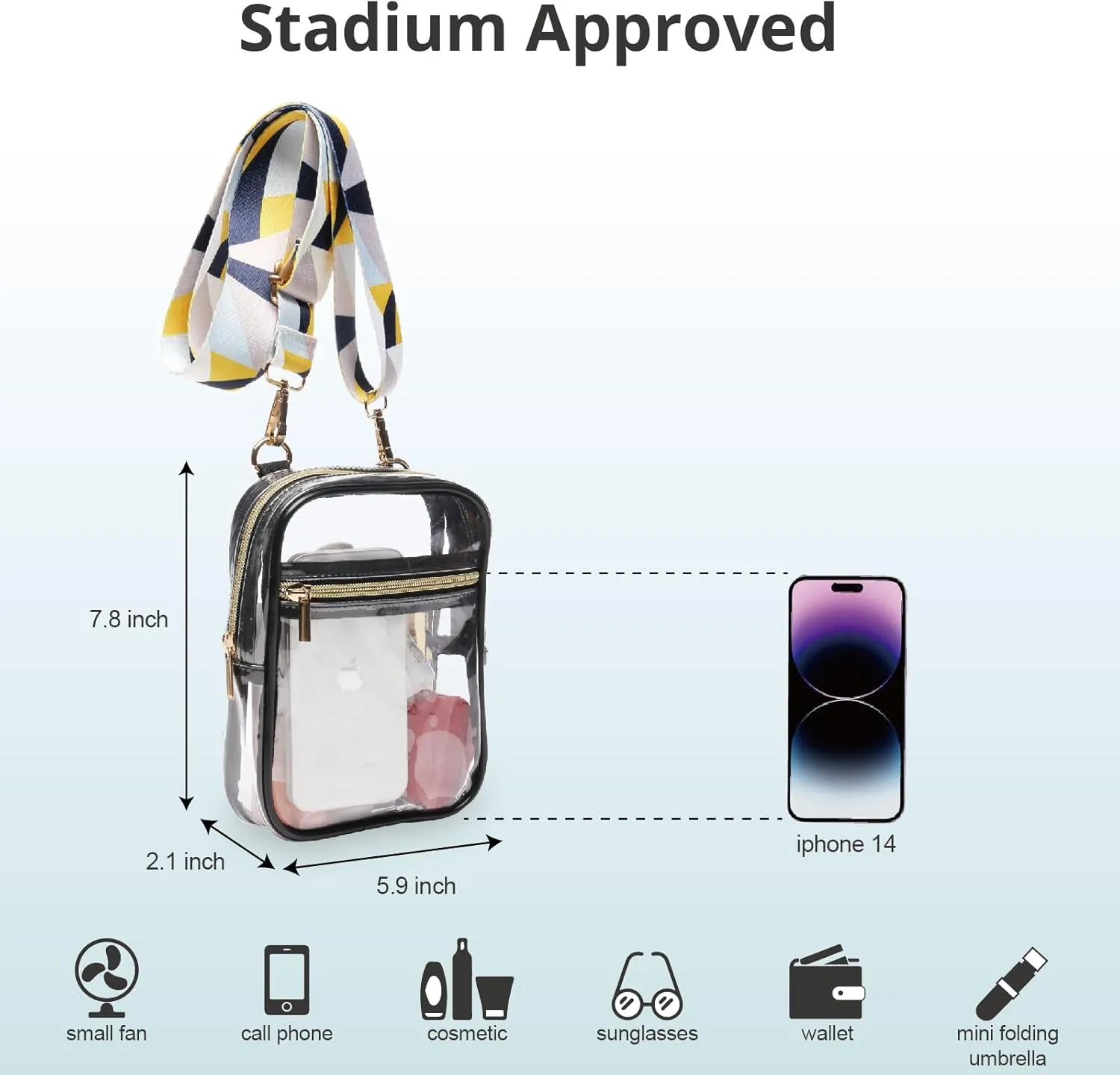 Stadium Approved Crossbody Purse for Women - Clear Stadium Bag for Sporting Events, Concerts