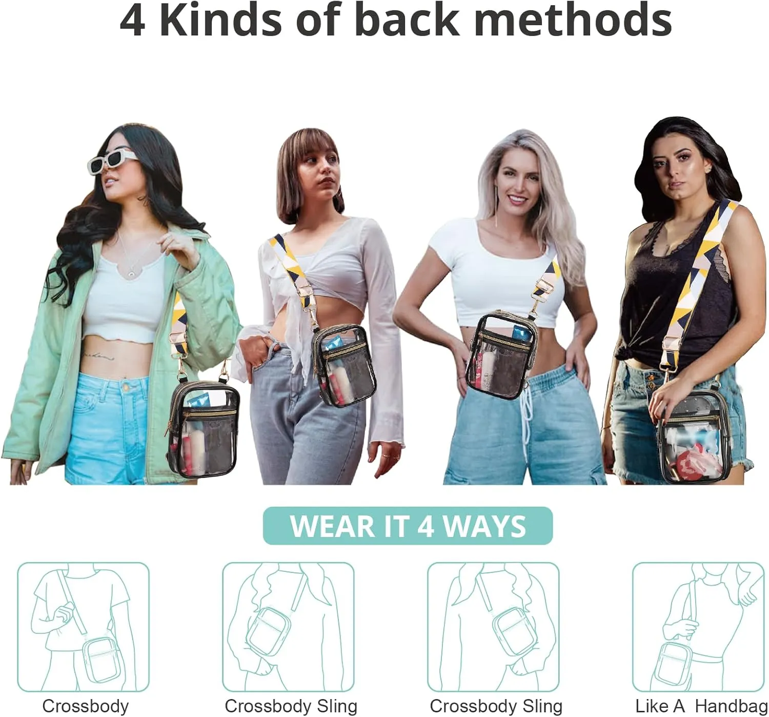 Stadium Approved Crossbody Purse for Women - Clear Stadium Bag for Sporting Events, Concerts