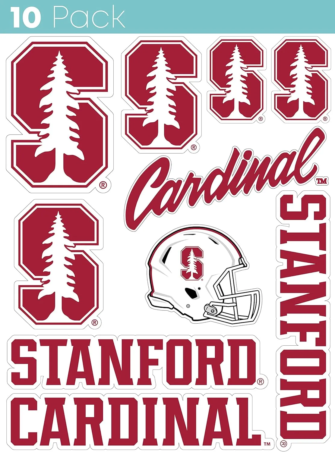Stanford University 10 Pack Collegiate Vinyl Decal Sticker Officially Licensed Collegiate Product