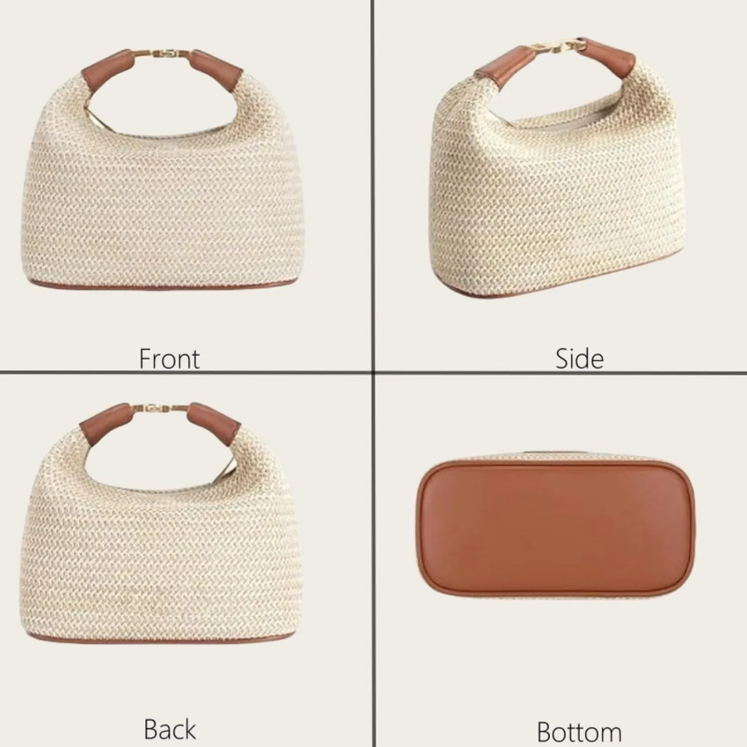 Straw Crossbody Bag for Women, Summer Raffia Handbag Top Handle Woven Tote Purse Vacation Handmade Bucket Clutch Bag