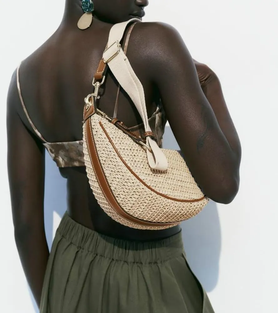 Straw Shoulder Bag for Women Small Dumpling Crossbody Purse Handmade Woven Totes Casual Summer Beach Handbags