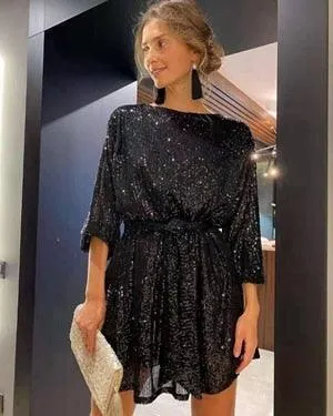 STYLISH LADY Glitter Sequined Dress