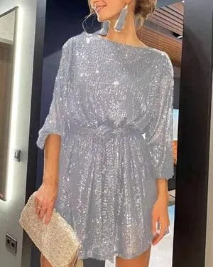 STYLISH LADY Glitter Sequined Dress