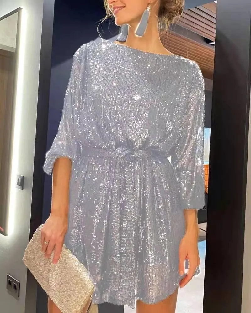STYLISH LADY Glitter Sequined Dress
