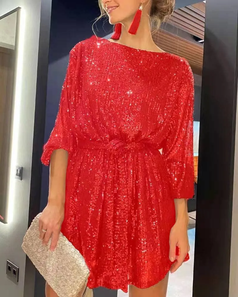 STYLISH LADY Glitter Sequined Dress