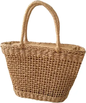 Stylish Rattan Tote Bag for Women - Handcrafted Beach Purse with Top Handle