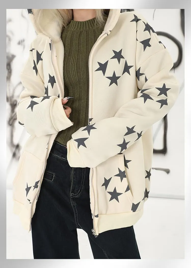 Sumleno Fairy Grunge Clothes Alt Emo Clothing Y2k Zip Up Hoodie Oversized Hooded Sweatshirt Harajuku Aesthetic Jacket