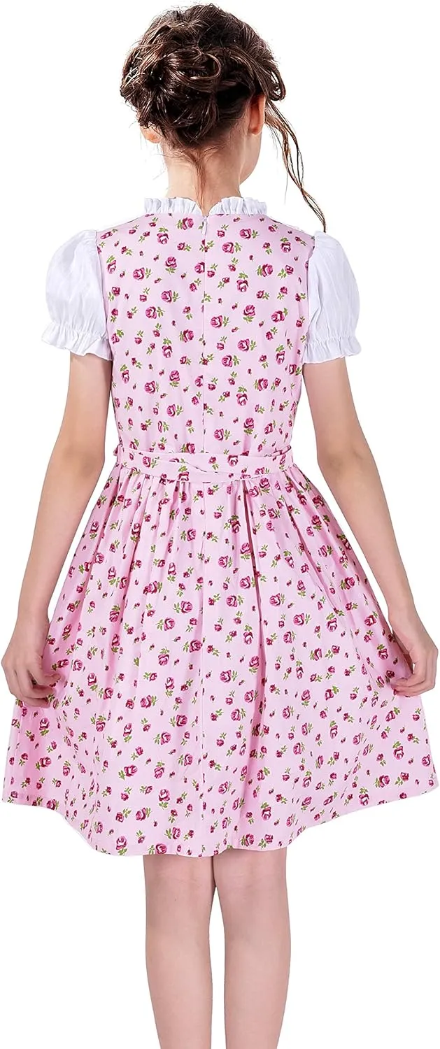 Sunny Fashion Girls German Dirndl Dress Costumes for Bavarian Oktoberfest Vintage Pink