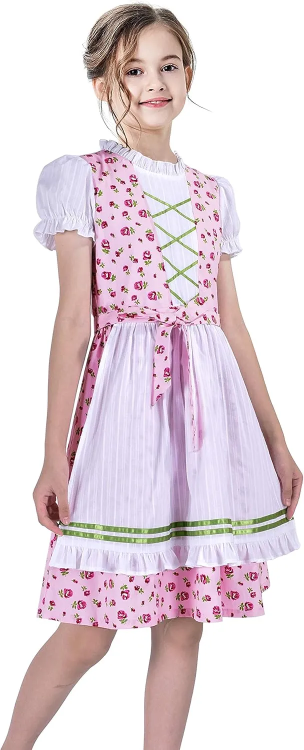 Sunny Fashion Girls German Dirndl Dress Costumes for Bavarian Oktoberfest Vintage Pink