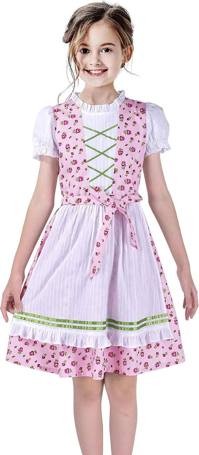 Sunny Fashion Girls German Dirndl Dress Costumes for Bavarian Oktoberfest Vintage Pink