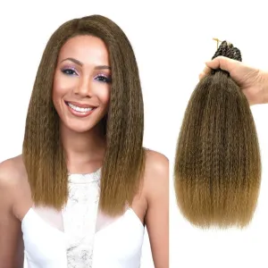 Synthetic Kinky Straight Crochet Braid Hair with Adjustable Pre-looped Yaki straight Crochet Braiding Hair Extension for Black Women 6 Packs 14 Inches 96 Roots T27
