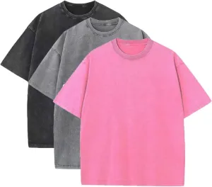 T Shirts for Men 3 Pack Vintage T Shirts Plain T Shirts Crewneck Oversized Tee Baggy Shirt Fashion Streetwear Men
