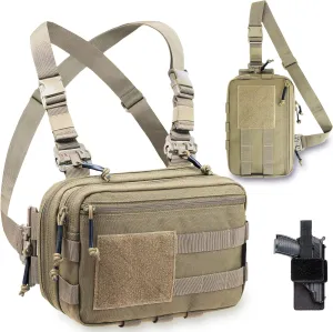 Tactical Chest Rig Bag Concealed Carry CCW Pack Molle Pouch IFAK EMT Medical Organizer for Outdoor Hunting Shooting Hiking with Quick Release Harness