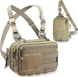 Tactical Chest Rig Bag Concealed Carry CCW Pack Molle Pouch IFAK EMT Medical Organizer for Outdoor Hunting Shooting Hiking with Quick Release Harness
