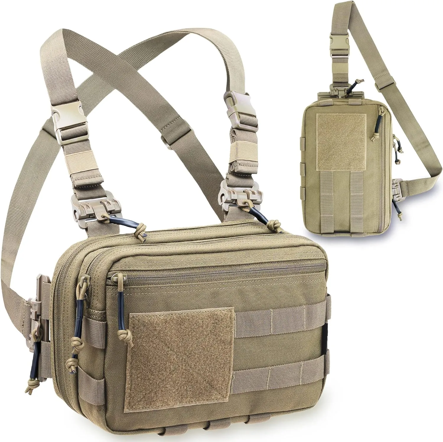 Tactical Chest Rig Bag Concealed Carry CCW Pack Molle Pouch IFAK EMT Medical Organizer for Outdoor Hunting Shooting Hiking with Quick Release Harness