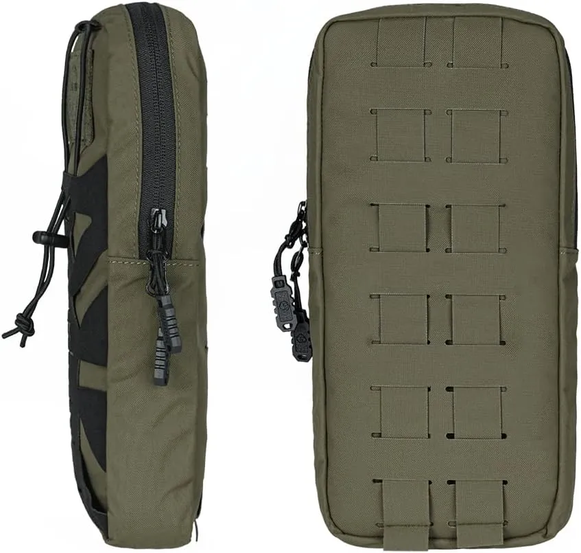 Tactical Hydration Pouch with Inner Bladder for 1L Water Bag Laser Cut MOLLE Hydration Pouch for Hiking Biking Running and Climbin 500D Nylon