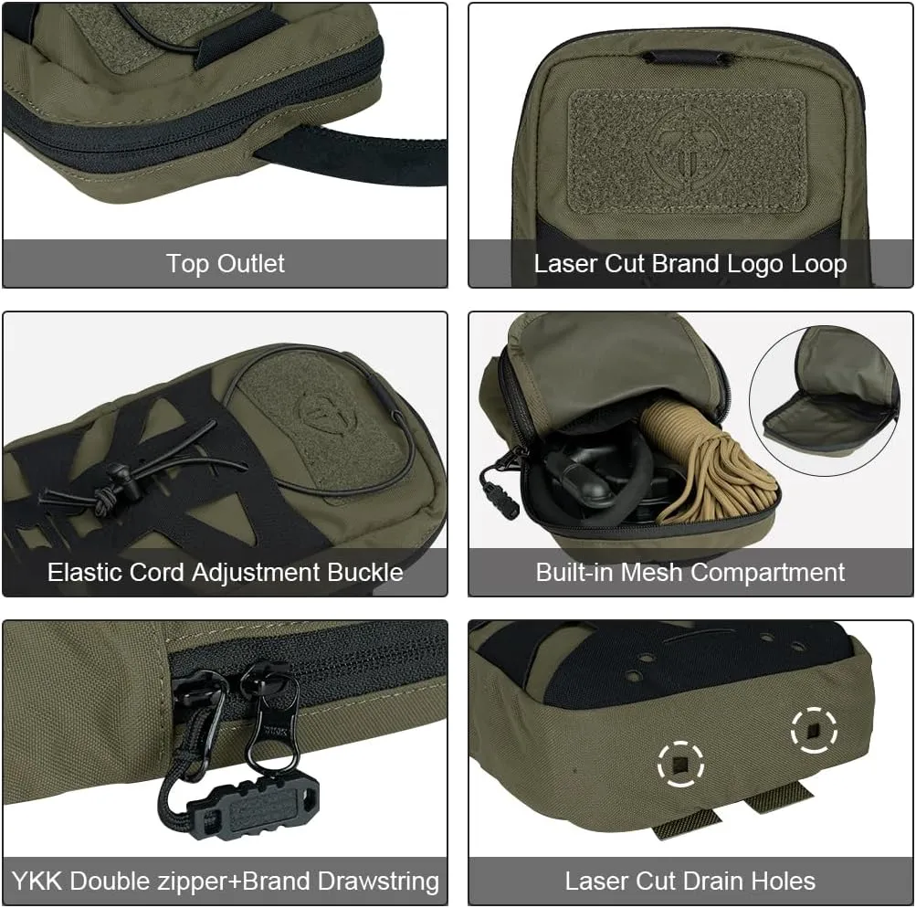 Tactical Hydration Pouch with Inner Bladder for 1L Water Bag Laser Cut MOLLE Hydration Pouch for Hiking Biking Running and Climbin 500D Nylon