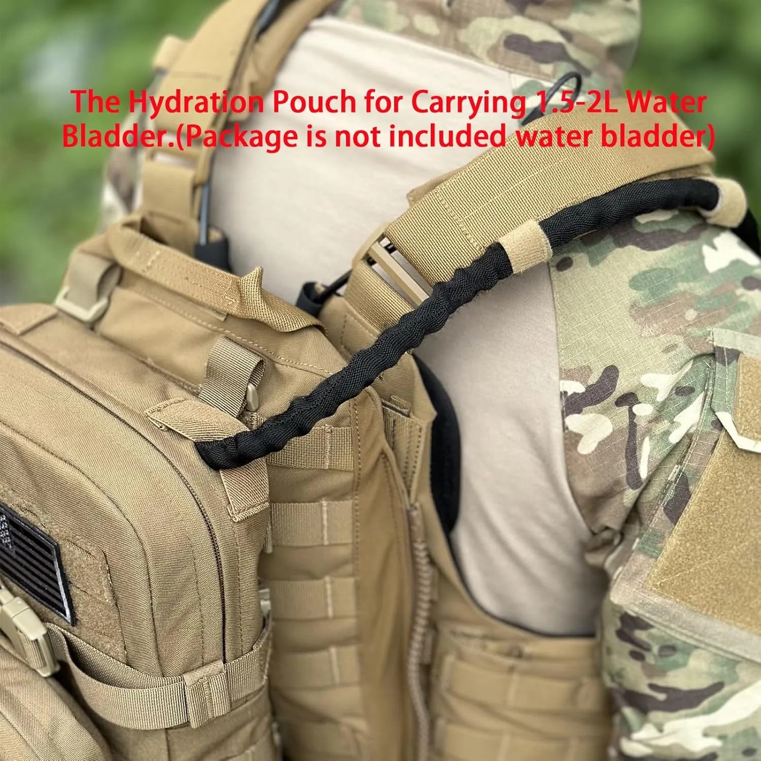 Tactical Mini Molle Hydration Pack,Molle Hydration Carrier with IFAK Pouch&US Flag&Med Patch,Hydropack for 2L Water Bladder