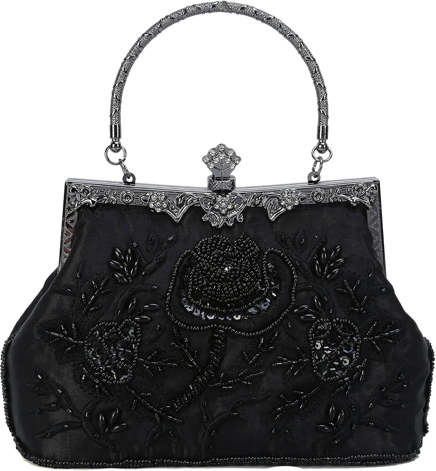 Tanpell 1920s Flapper Clutch Vintage Beaded Evening Bags Sequined Handbag Gatsby Purse for Women Wedding Prom Cocktail Party