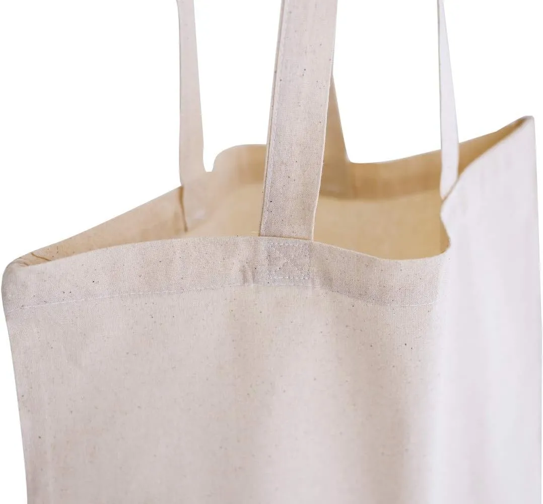 TBF Cotton Canvas Tote Bags 15x16 - Reusable Blank Grocery Shopping Totes for DIY, Printing, Embroidery