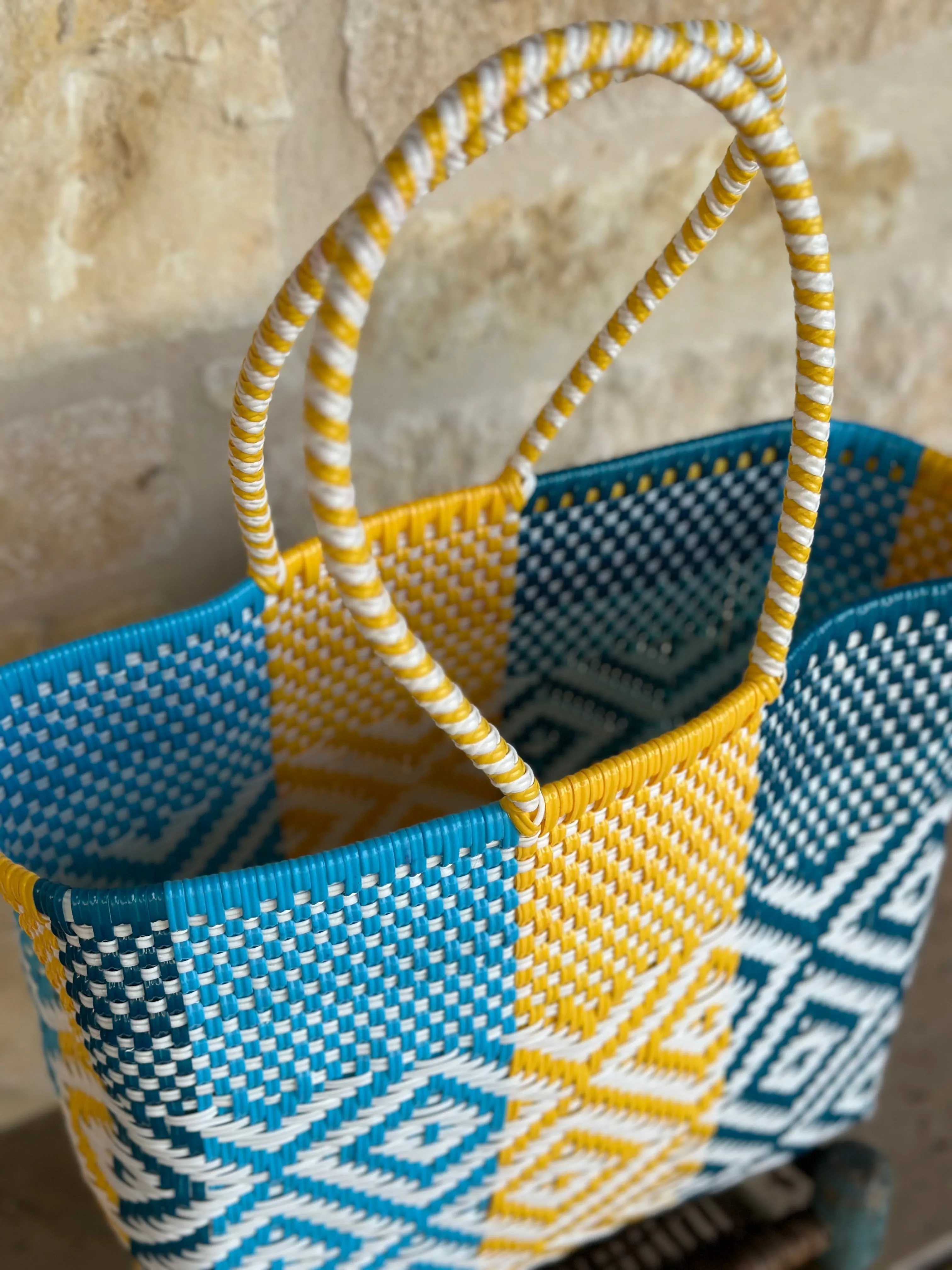 Teal, Yellow and White