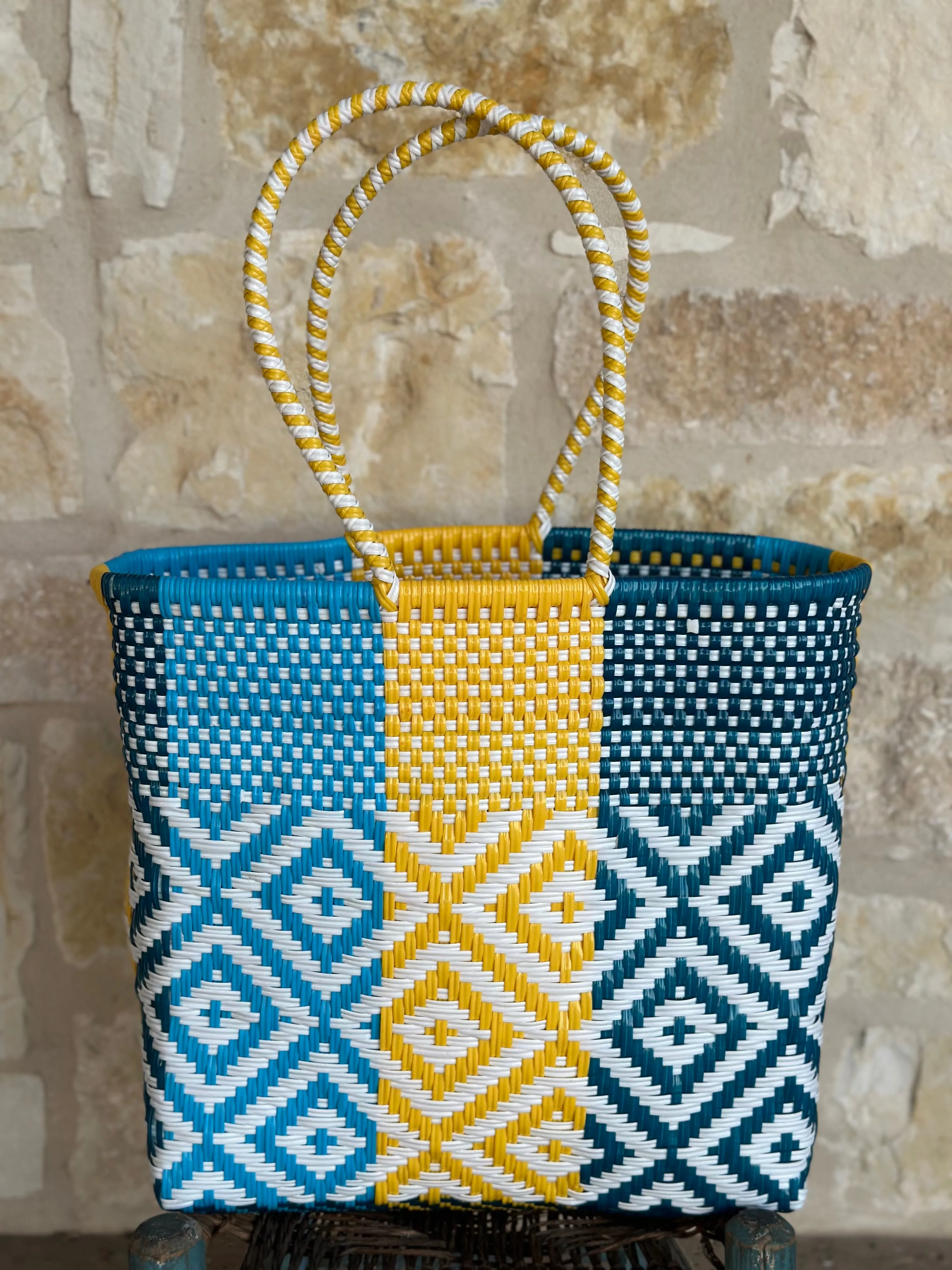 Teal, Yellow and White