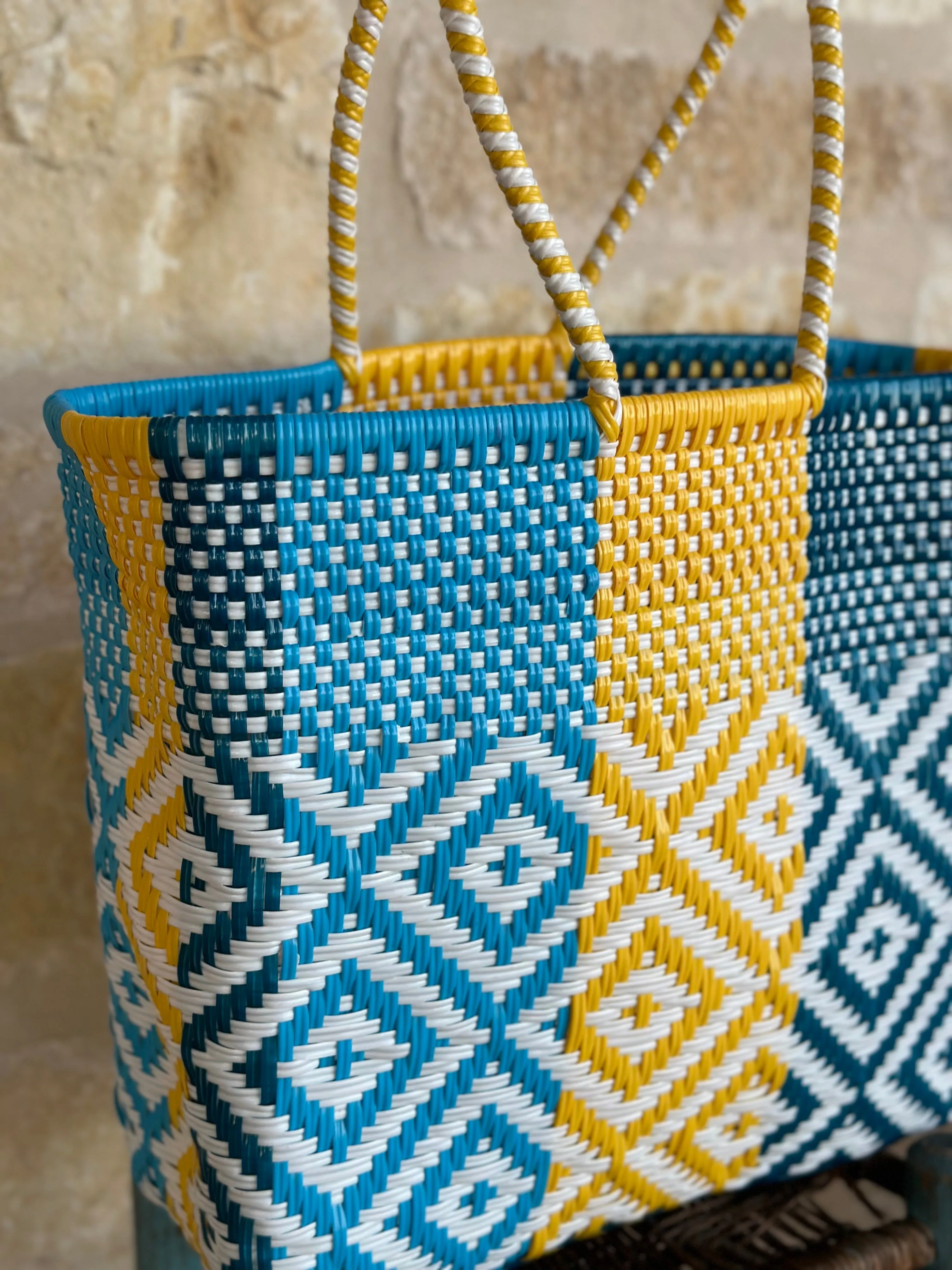 Teal, Yellow and White