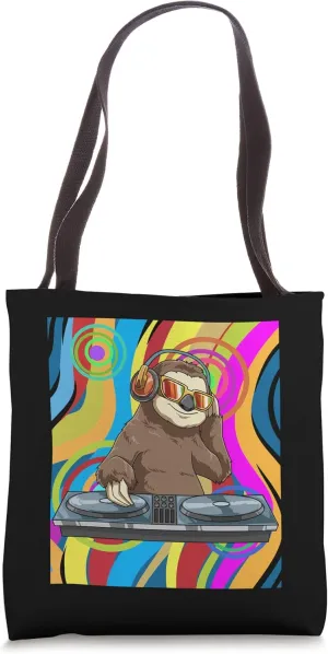 Techno Trance Sloth DJ Party Club Disk Jockey EDM Rave Tote Bag