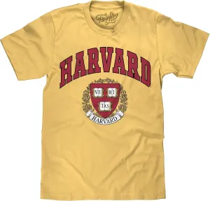 Tee Luv Men's Harvard University Shirt - Harvard Veritas College Shield T-Shirt