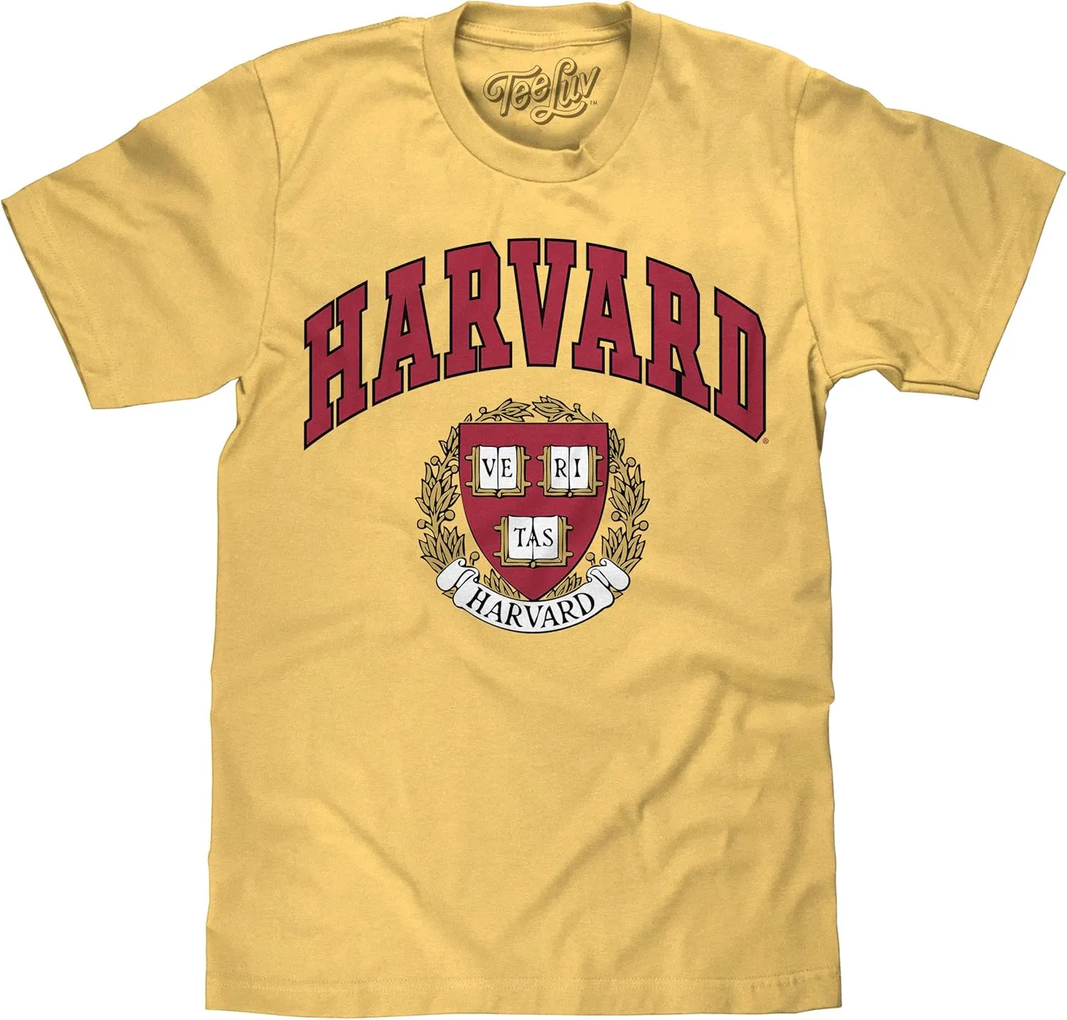 Tee Luv Men's Harvard University Shirt - Harvard Veritas College Shield T-Shirt